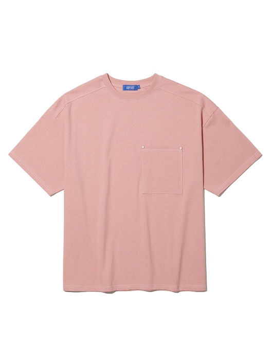 ST HEAVY COTTON OVER POCKET S/S TEE PINK