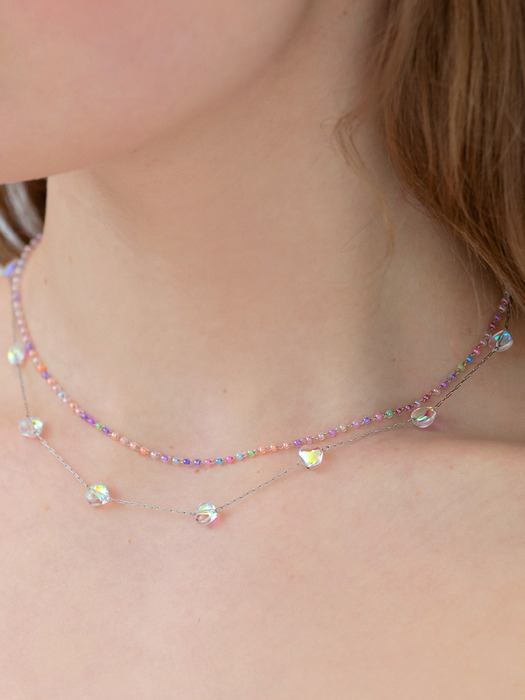 heart aurora layered necklace