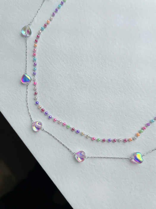 heart aurora layered necklace