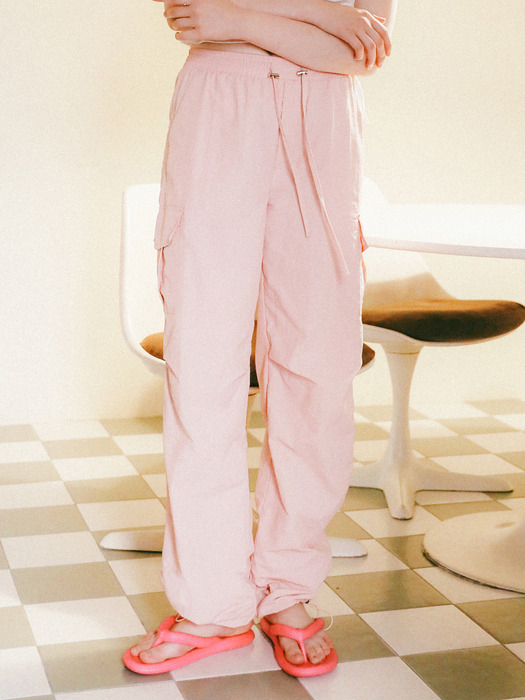 String Cargo Sharing Jogger Pants pink