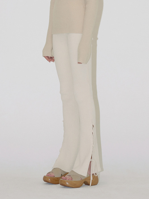 SLIT LACE UP KNIT PANTS (ivory)