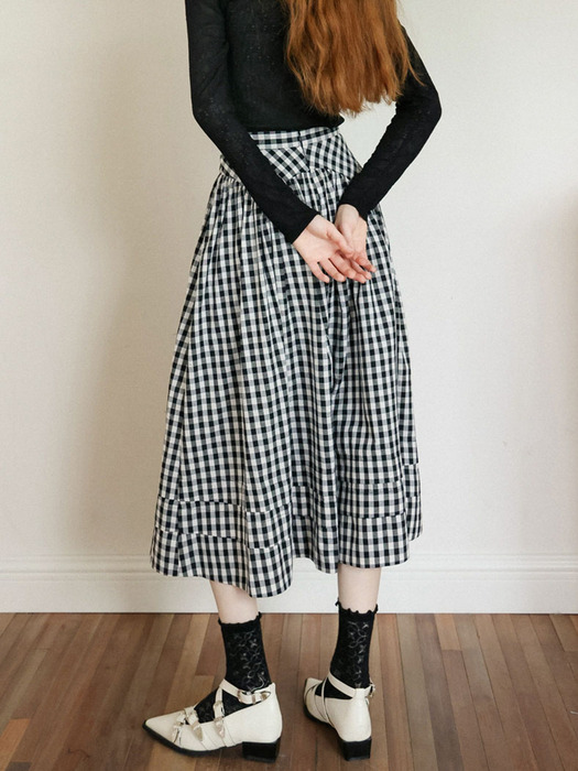 Cest_Vintage checked long skirt