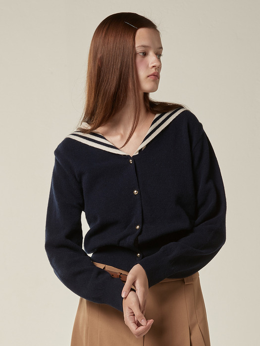 Sailor cashmere cardigan - Beige