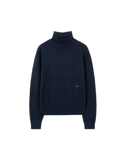 UNISEX, Finger Hole Turtle Neck Knit / Navy