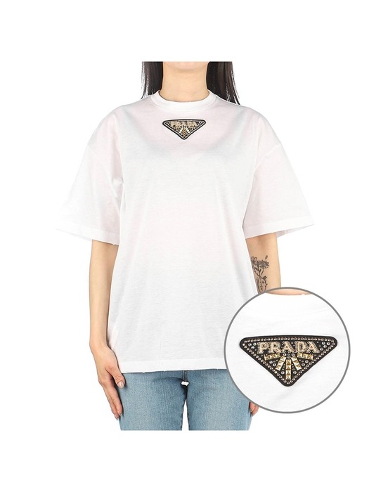 [프라다] 23SS (3572AR 12GW F0009) 여성 반팔 티셔츠