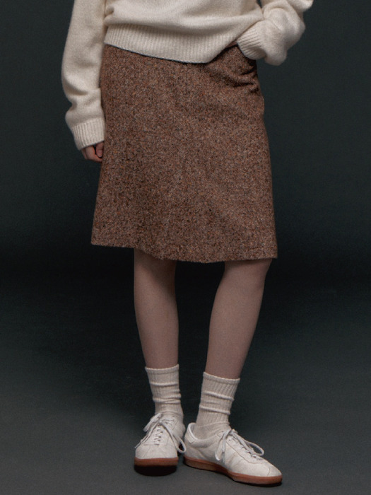 Bold Wool Midi Skirt(Brown)