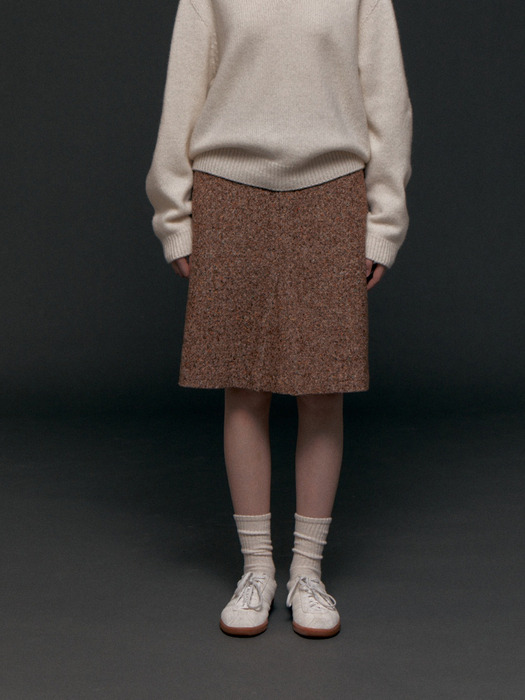 Bold Wool Midi Skirt(Brown)
