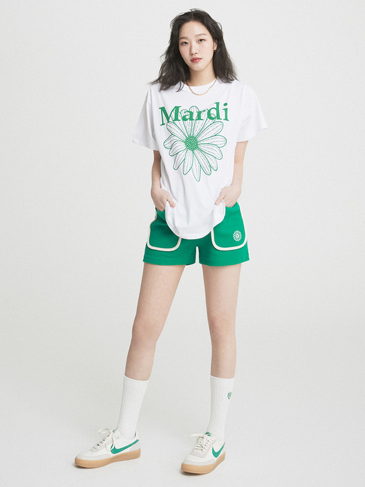 TSHIRT FLOWERMARDI_WHITE GREEN