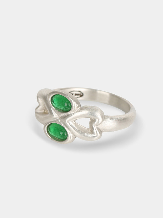 Clover bloom ring (green)(925 silver)