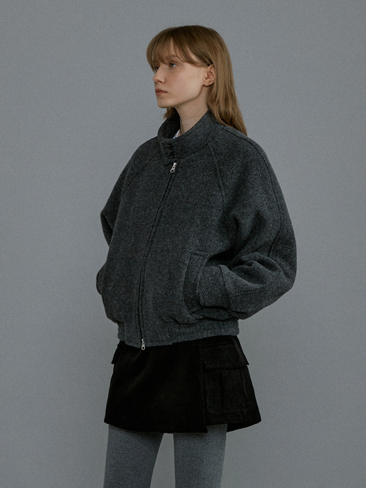 Berlin winter wool jacket (Herringbone grey)