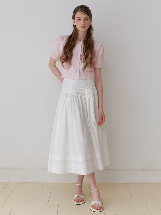 Powder pintuck skirt (white)