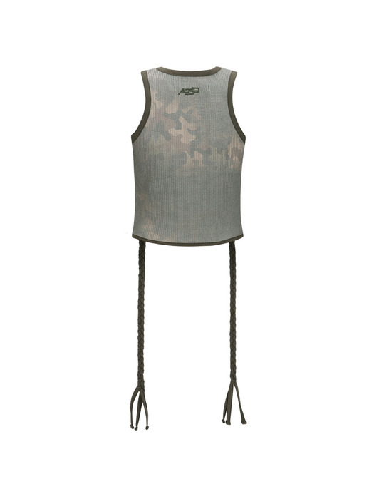 (ESSENTIAL) CAMOUFLAGE HAND-BRAIDED WAFFLE TANK TOP atb1099w(SAND)