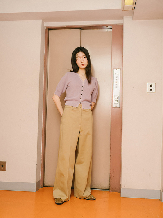 COTTON BLEND WIDE PANTS_BEIGE