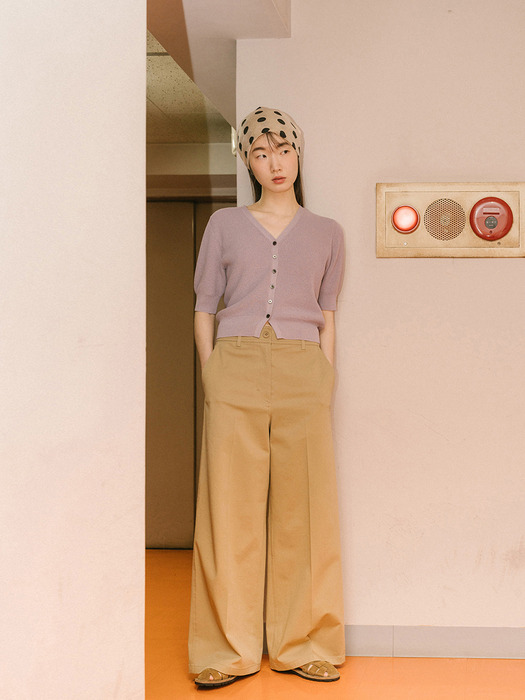 COTTON BLEND WIDE PANTS_BEIGE