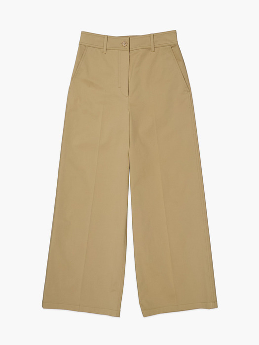 COTTON BLEND WIDE PANTS_BEIGE