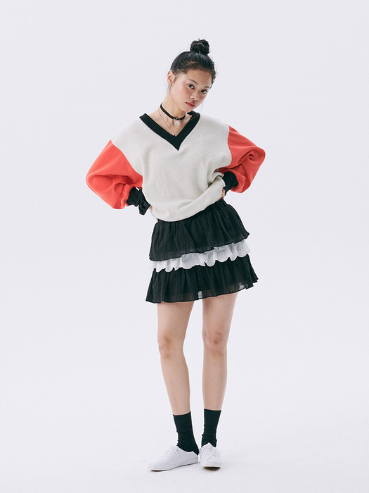 Frill Lace Mini Skirt_Black