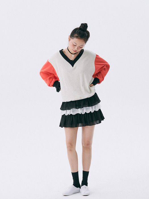 Frill Lace Mini Skirt_Black