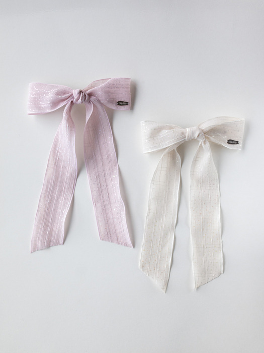 Pearly check ribbon hairpin (2color)