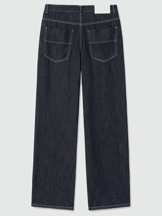 [린넨라이크데님]Linen Like Mid Rise Wide Jeans DCPT039Indigo
