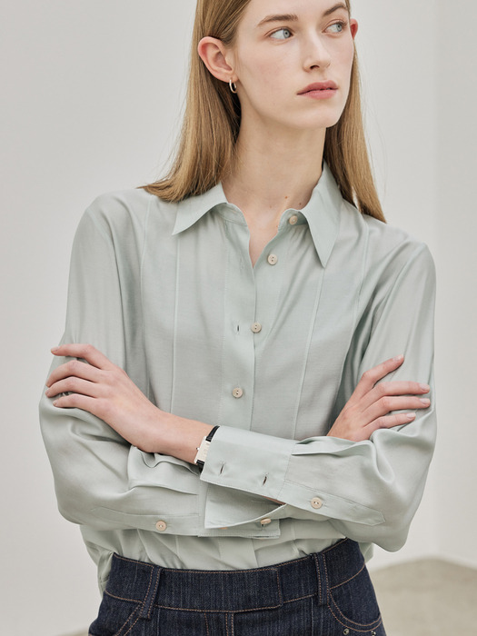 Modal Sheer Timeless Blouse_Mint