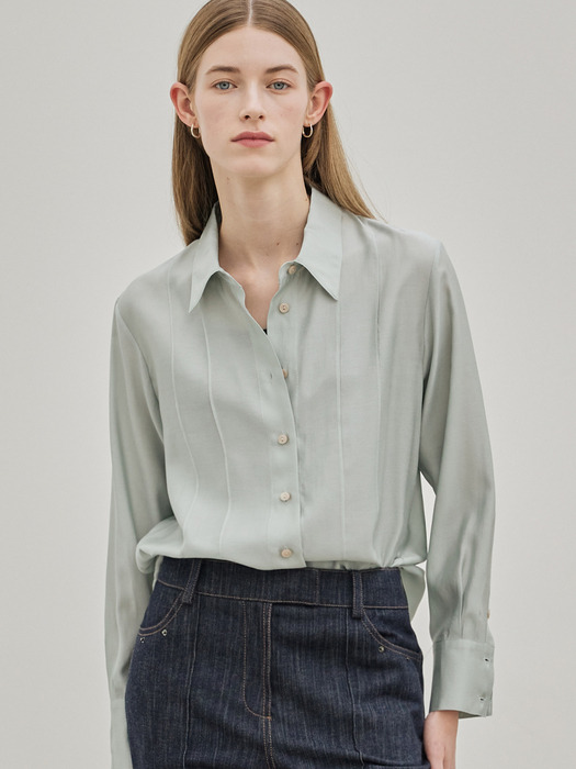 Modal Sheer Timeless Blouse_Mint