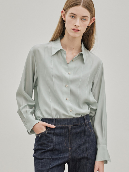 Modal Sheer Timeless Blouse_Mint