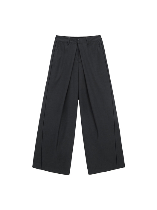 DOUBLE WAIST HOOK TROUSER IN CHARCOAL