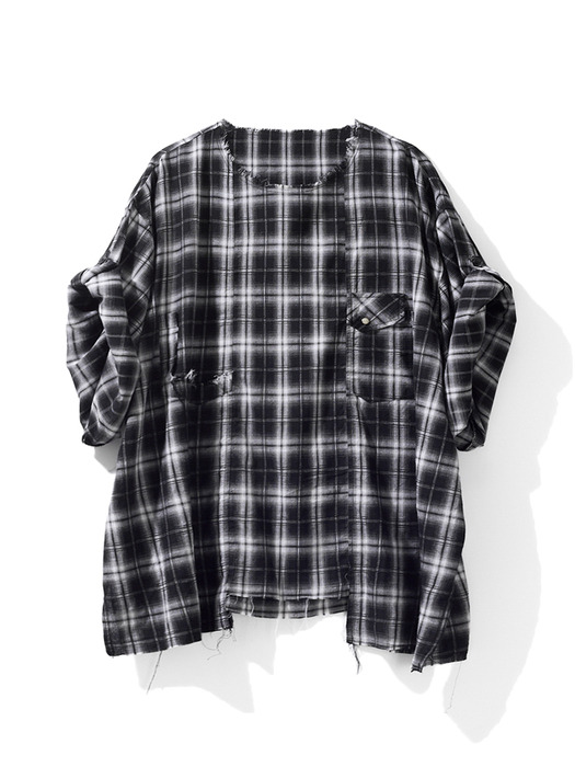 DIVIDE UNSTEADY CHECK PULLOVER_BK CHECK