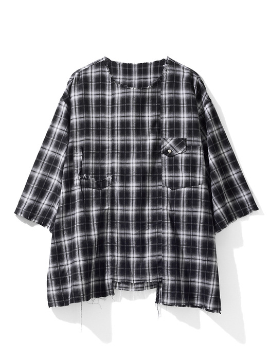 DIVIDE UNSTEADY CHECK PULLOVER_BK CHECK