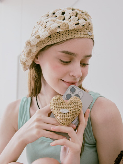 No.231 / Fruits Crochet Beret _ Cream and Beige