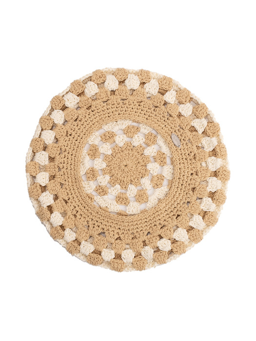 No.231 / Fruits Crochet Beret _ Cream and Beige