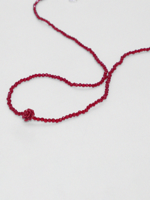 (Silver925) 701 Red Rose Beads Necklace