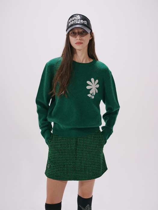 A LINE TWEED MINI SKIRT_BLACK GREEN