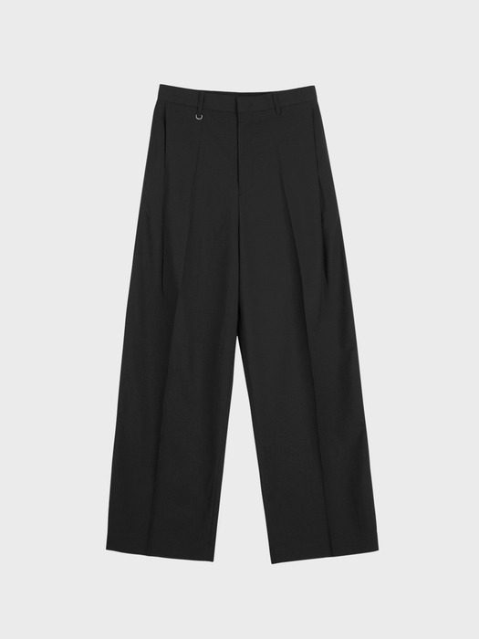 PLEATED LINEN BLEND SLACKS_BLACK