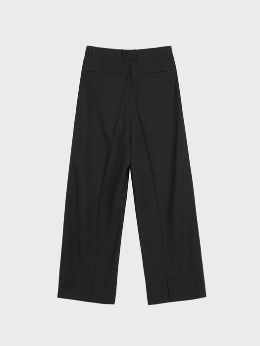 PLEATED LINEN BLEND SLACKS_BLACK