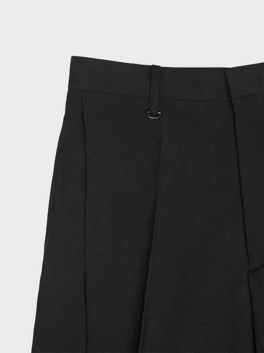 PLEATED LINEN BLEND SLACKS_BLACK