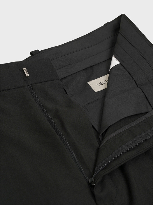 PLEATED LINEN BLEND SLACKS_BLACK