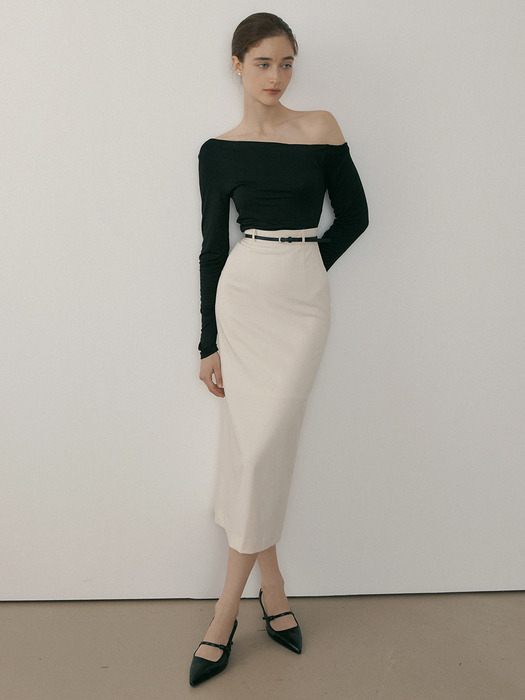 MOR CLASSIC MAXI SLIT SKIRT CREAM