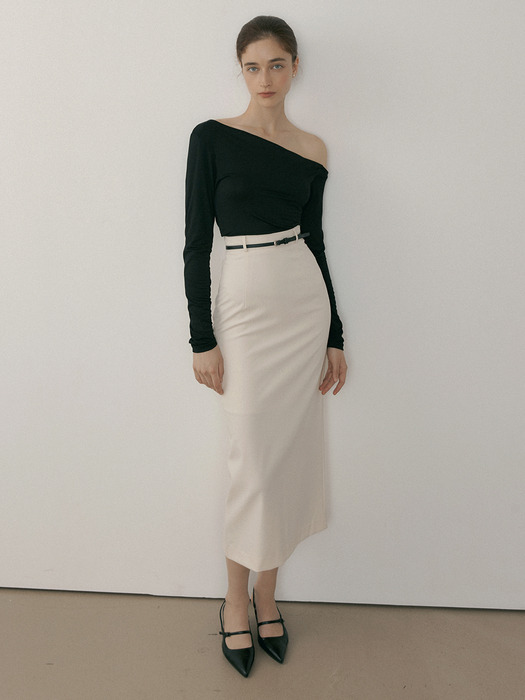 MOR CLASSIC MAXI SLIT SKIRT CREAM