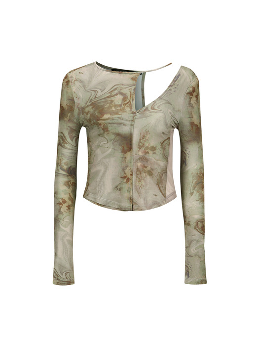 WILLOW CUT-OUT JERSEY TOP atb1187w(BEIGE)