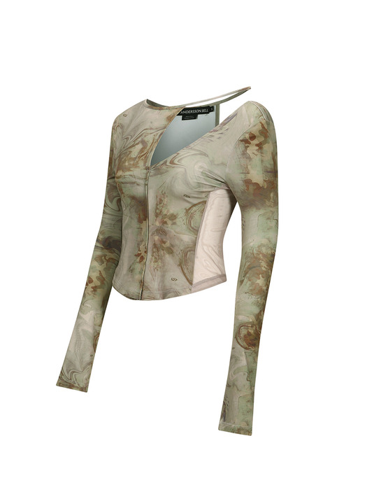 WILLOW CUT-OUT JERSEY TOP atb1187w(BEIGE)