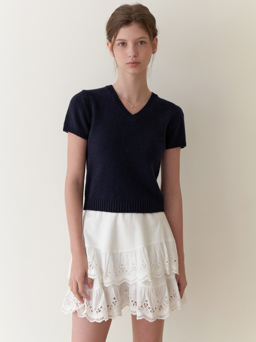 Fav half v knit (navy)