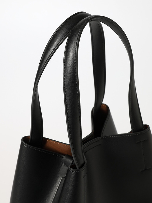 [에어팟 파우치증정]Vegan leather Handle Bucket bag_Black