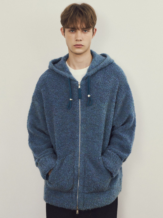 Always Boucle Mix Wool Knit Hood Zip-Up 3COLOR