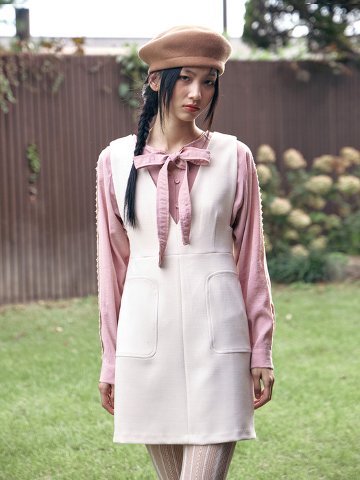 V NECK ALICE DRESS_CREAM