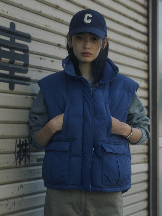 GOOSE POCKET PADDING VEST_BLUE