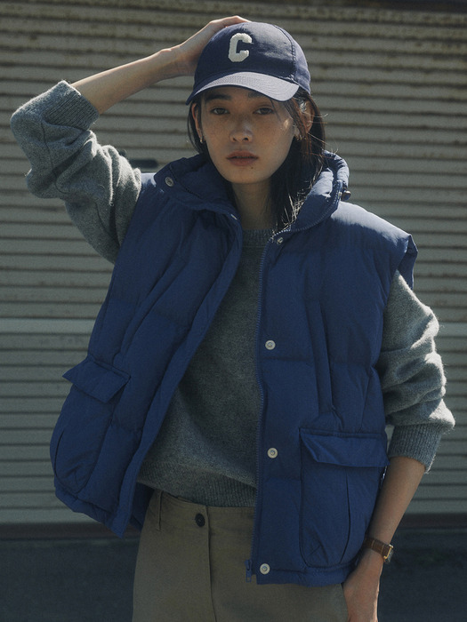 GOOSE POCKET PADDING VEST_BLUE