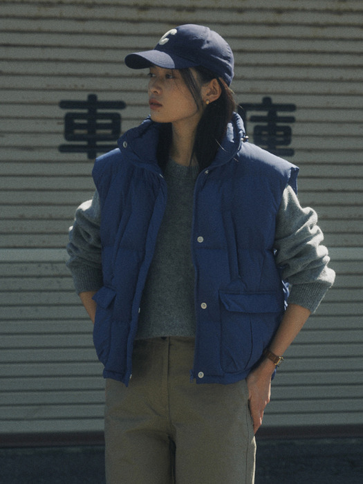 GOOSE POCKET PADDING VEST_BLUE