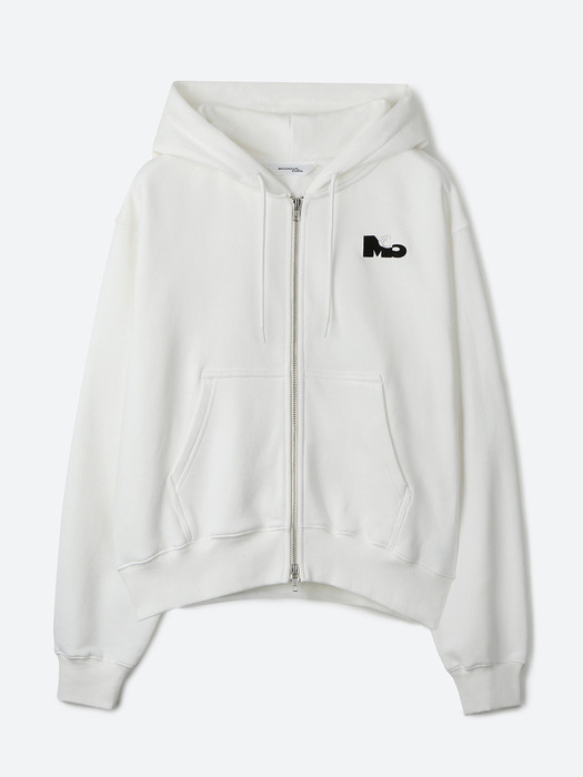 02 M.C UNISEX, Logo Hood Zip-up / White