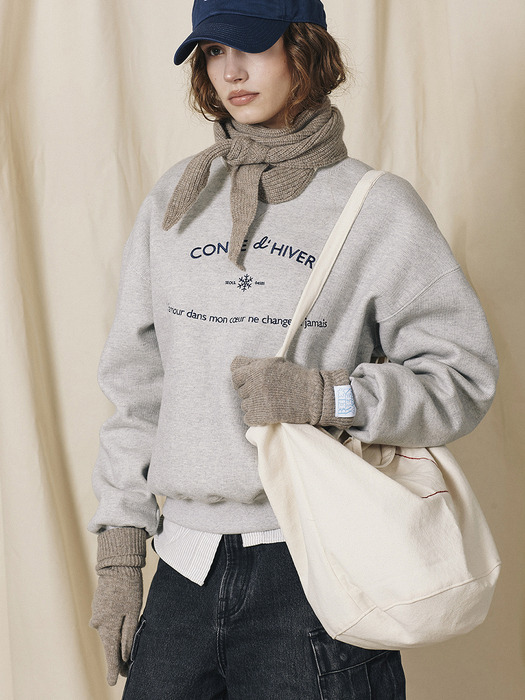 Lettering Jacquard Sweatshirt Warm_Melange Gray